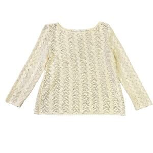 VINTAGE St. John Collection Cream Knit Sweater, Women’s Sz 4, Made in USA Classy